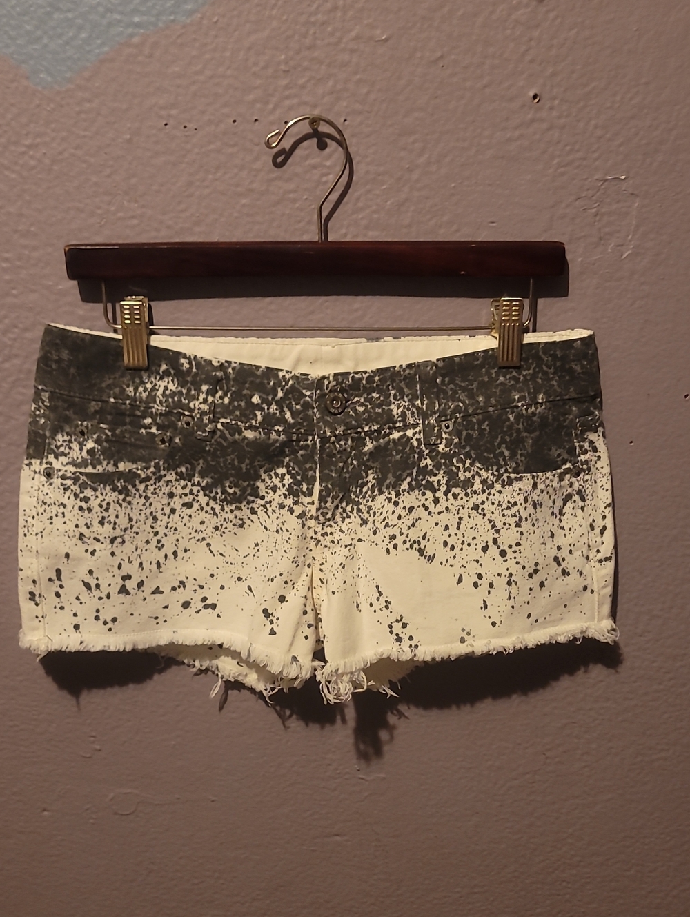 LF Black & White Splatter Denim Shorts